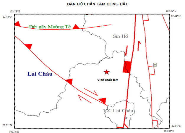 Miền Bắc - Lại xảy ra động đất 3,4 độ Richter tại Lai Châu