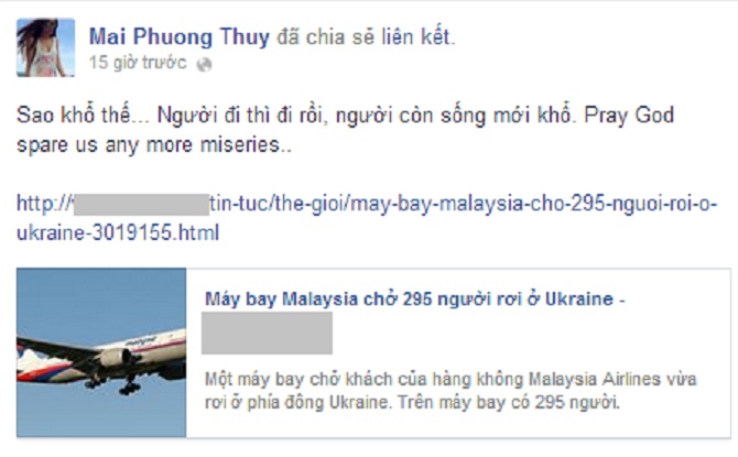 Chuyện làng sao - Sao Việt gửi lời chia buồn tới hành khách chuyến bay MH17