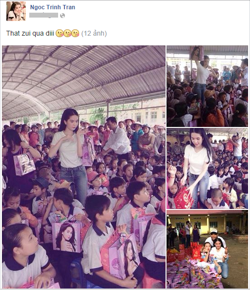Chuyện làng sao - Ngọc Trinh nhận 'mưa đá' vì in hình bán nude lên túi tặng trẻ em