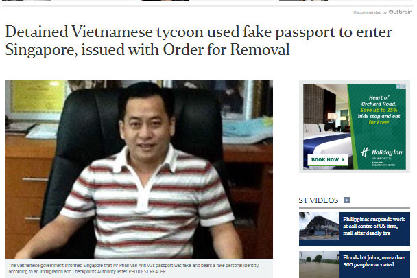 Tin tức - Bộ Nội vụ Singapore: Ông Phan Van Anh Vu đã bị Interpol phát lệnh truy nã đỏ