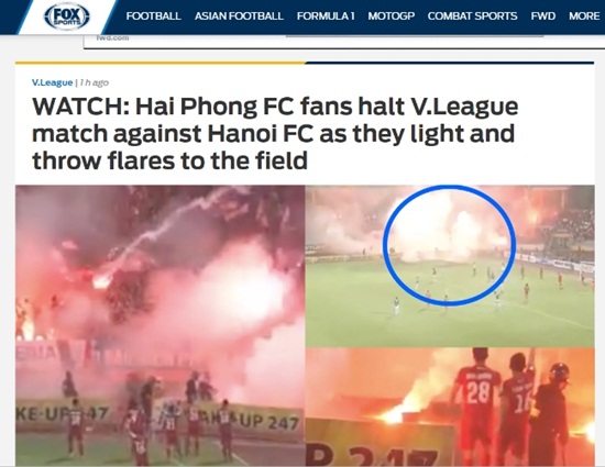 Bóng đá - Fox Sport châu Á choáng vì CĐV Hải Phòng liên tục đốt pháo sáng trên sân Hàng Đẫy (Hình 2).