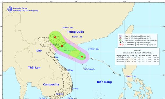 Tin trong nước - Dự báo thời tiết ngày 25/9: Hà Nội đầu tuần mưa lớn, áp thấp hướng vào đất liền