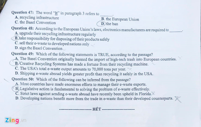 Tin tức - Tham khảo gợi ý đáp án môn tiếng Anh mã đề 417 THPT quốc gia 2019 (Hình 6).