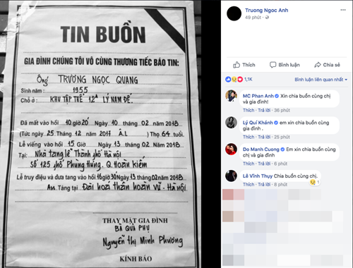 Tin trong nước - Sao Việt gửi lời chia buồn khi hay tin bố của Trương Ngọc Ánh qua đời