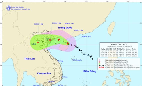 Tin trong nước - Bão số 3 giật cấp 12 cách Quảng Ninh - Hải Phòng khoảng 360km