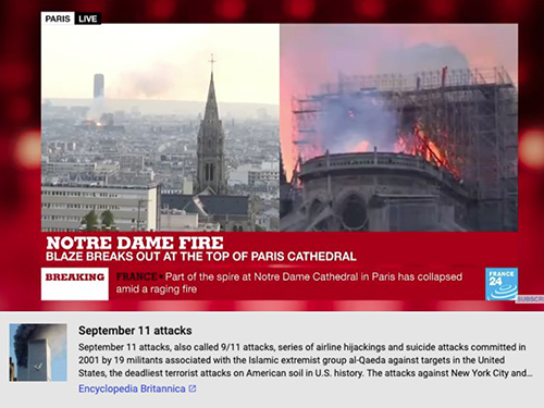 Kinh doanh - YouTube mắc “sai lầm tai hại” nhận nhầm vụ cháy Nhà thờ Đức Bà Paris thành khủng bố 11/9 tại Mỹ