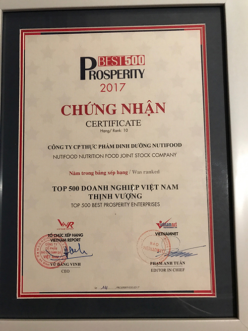 Kinh doanh - Nutifood đứng trong top 10 doanh nghiệp Việt Nam Thịnh Vượng