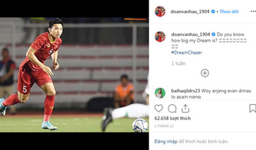 Bóng đá - Trang Instagram của Văn Hậu bị hàng loạt CĐV Indonesia tấn công, khiêu khích (Hình 2).