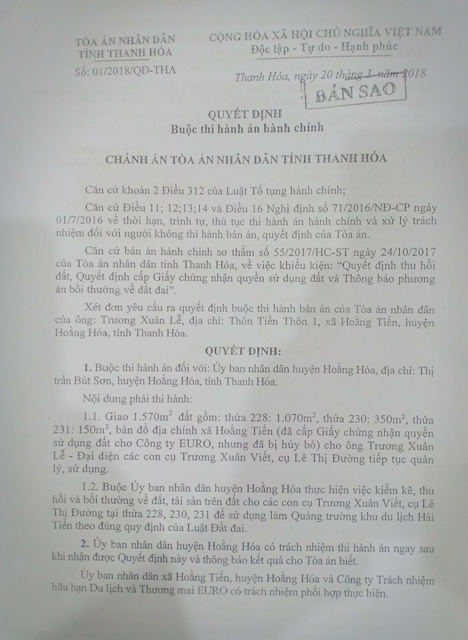 Hội Luật Gia - Thanh Hóa: Tại sao UBND huyện Hoằng Hóa không thi hành bản án hành chính? (Hình 2).