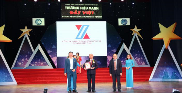 Thị trường - Công ty TNHH Ống gang cầu XINXING nhận giải thưởng thương hiệu mạnh Đất Việt 2019
