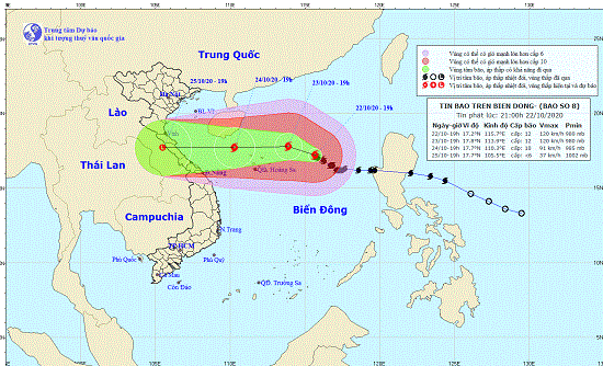 Tin trong nước - Cập nhật hướng di chuyển của bão số 8 trên biển Đông