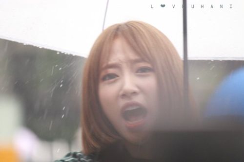 Phản ứng không thể ngờ của Hani (EXID) khi thấy fan đứng chờ dưới trời mưa - Ảnh 2