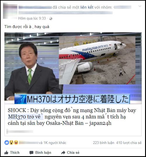 Sự thật về việc máy bay MH370 xuất hiện tại  Nhật Bản sau 4 năm mất tích - Ảnh 1