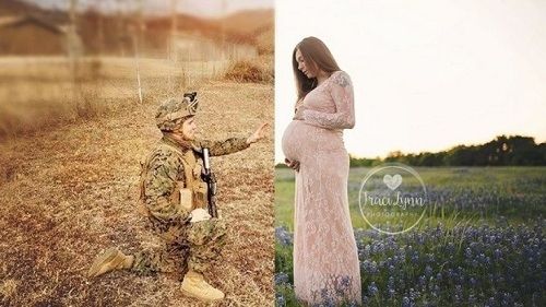 Bức ảnh xóa tan khoảng cách 7.000 dặm xa cách của người vợ mang bầu và chàng lính hải quân - Ảnh 1