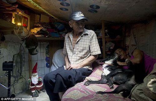 Cặp vợ chồng già cùng chú chó nhỏ  sống dưới ống cống bỏ hoang suốt 22 năm - Ảnh 3