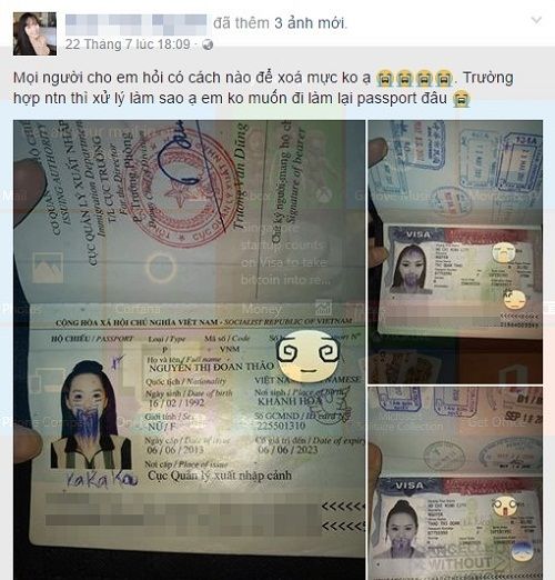 Hộ chiếu bị vẽ bậy, cô gái Việt “dở khóc dở cười” vì mắc kẹt ở sân bay - Ảnh 1