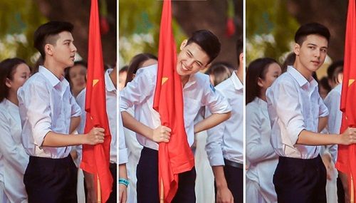 Dân mạng náo loạn khi “Phan Hải” Việt Anh thừa nhận “hot boy cầm cờ” trong lễ khai giảng là cháu mình - Ảnh 1