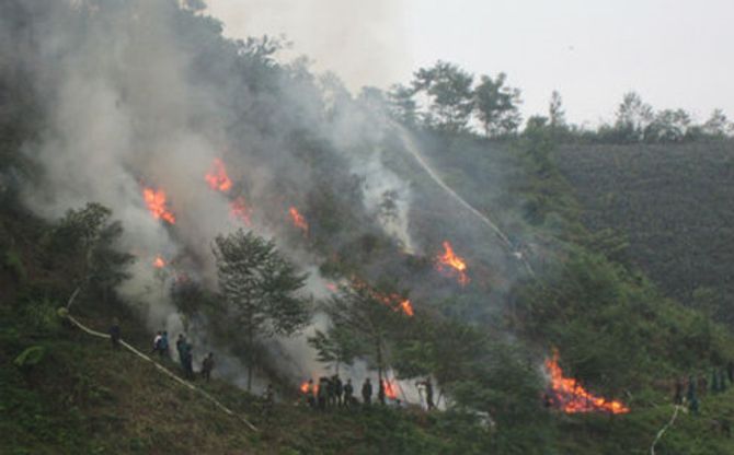 Lào Cai: Chưa khống chế được lửa trên rừng Hoàng Liên - Ảnh 1