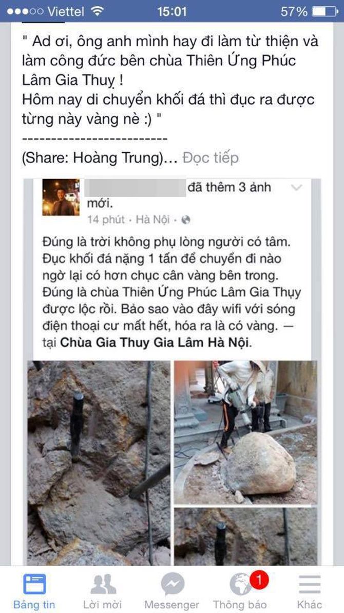 Thực hư thông tin chùa ở Hà Nội "đập đá" ra 10kg vàng - Ảnh 1