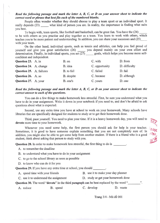 Đáp án, đề thi môn tiếng Anh vào lớp 10 tại Hà Nội chuẩn nhất, nhanh nhất - Ảnh 8