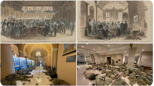 Choáng với cảnh tượng binh sĩ nằm ngủ la liệt bên trong toà nhà Quốc hội Mỹ - Ảnh 8