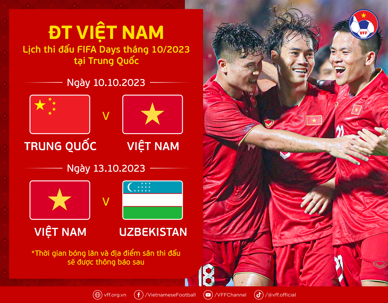 Bóng đá - Lịch thi đấu của ĐT Việt Nam tại Trung Quốc dịp FIFA Days tháng 10/2023