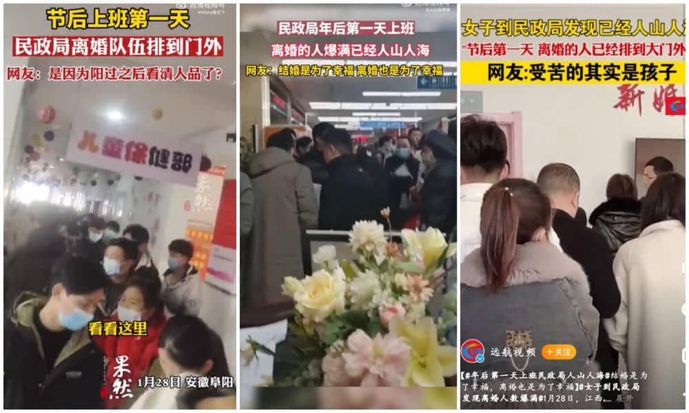 Cộng đồng mạng - Hàng dài người đứng chờ nộp đơn ly hôn sau Tết Nguyên đán ở Trung Quốc
