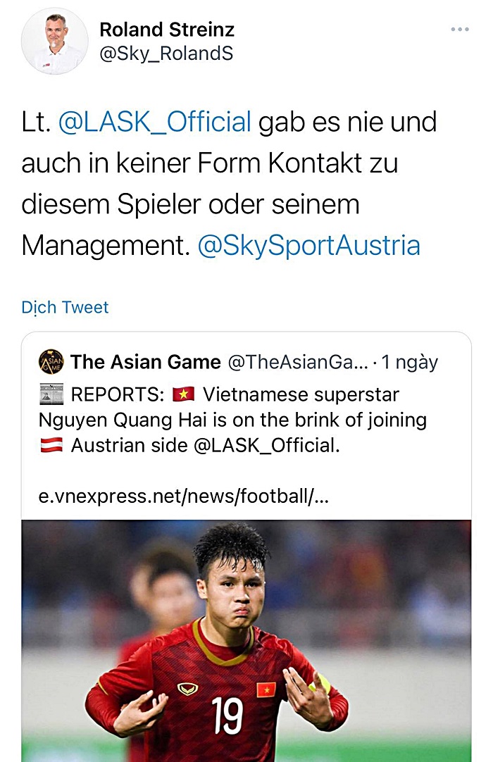 Bóng đá - CLB LASK ở Áo chưa có bất kỳ liên hệ nào với Quang Hải