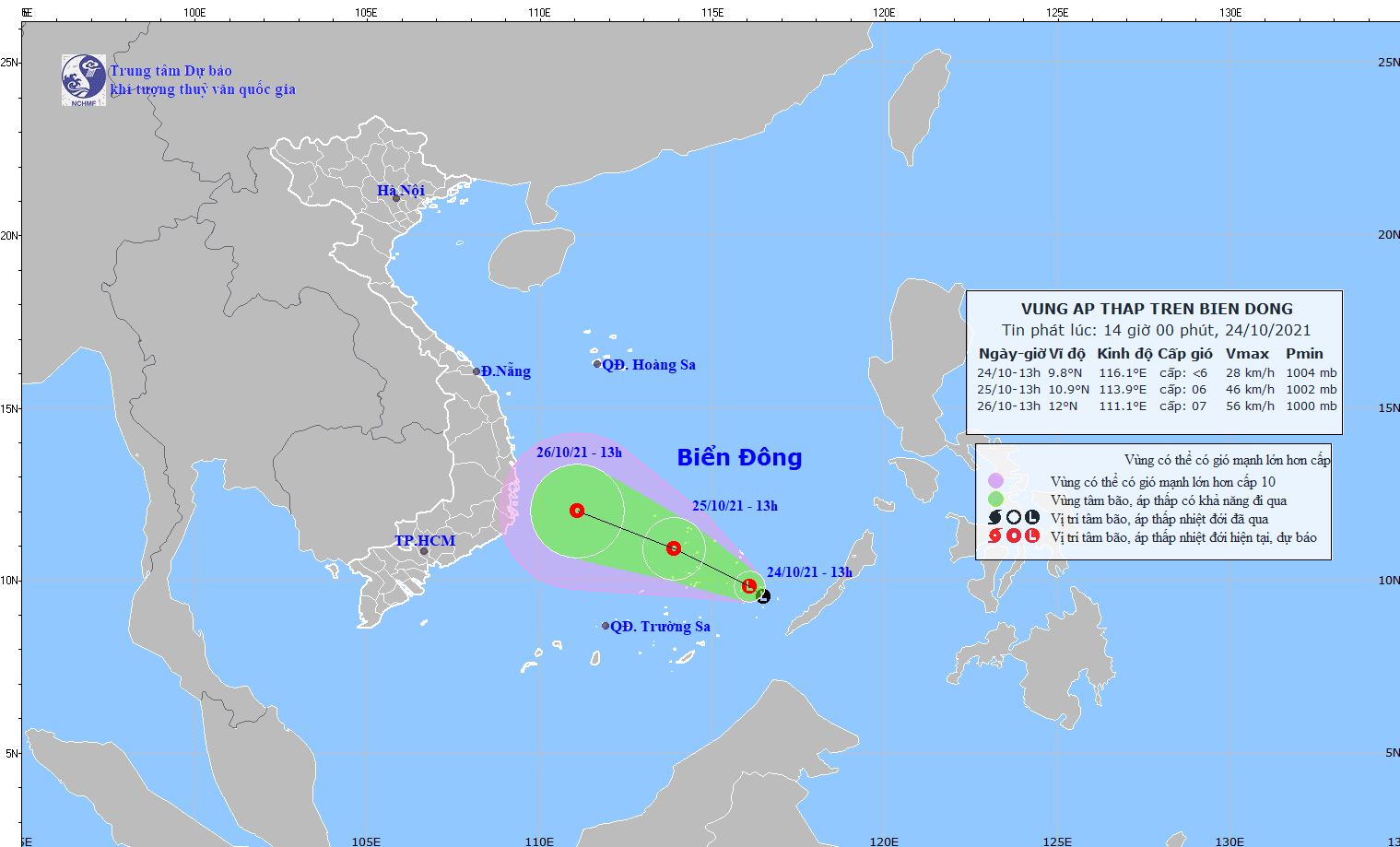 Tin trong nước - Vùng áp thấp vào Biển Đông, có khả năng mạnh lên thành áp thấp nhiệt đới