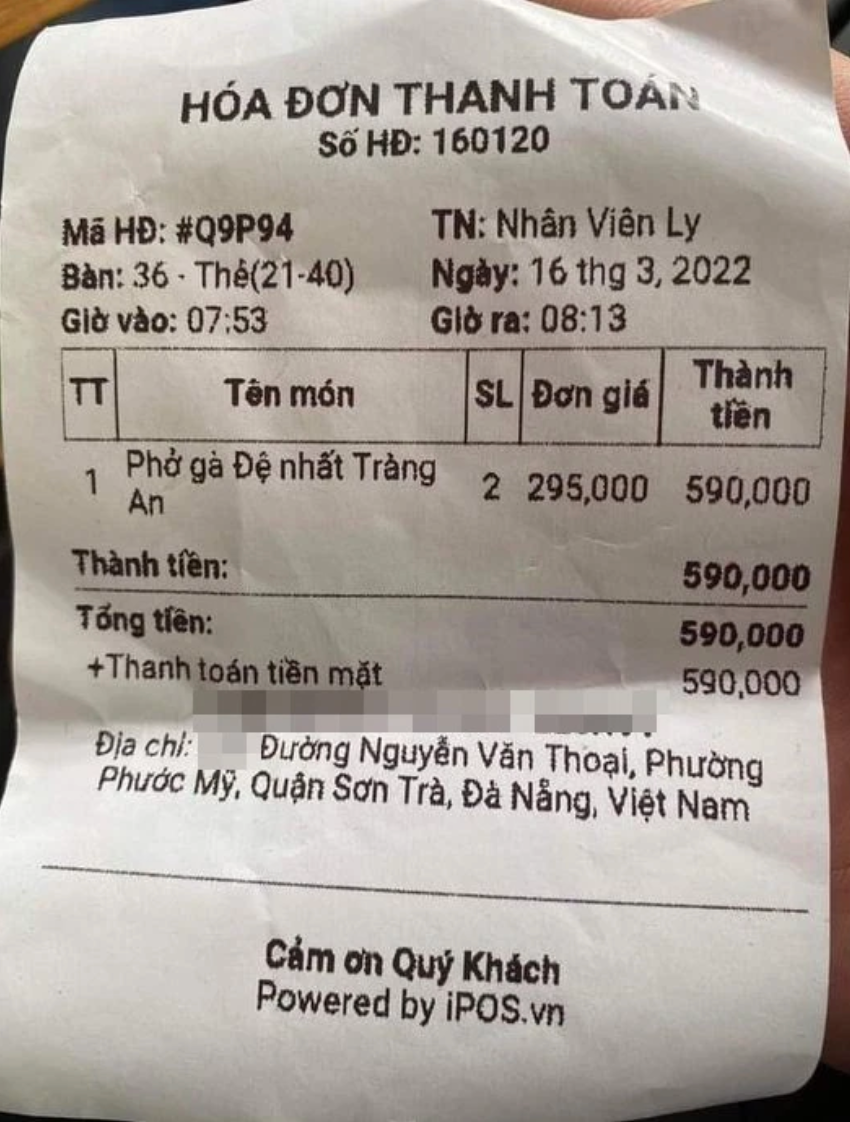 Xôn Xao Hình Ảnh Hoá Đơn 2 Bát Phở Giá Gần 600.000 Đồng Ở Đà Nẵng, Thực Hư  Ra Sao?