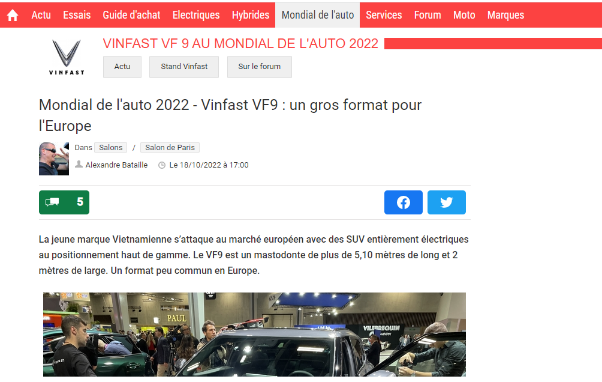 Kinh tế - Truyền thông châu Âu: “Việt Nam đang có một thương hiệu ô tô rất mạnh và hấp dẫn'