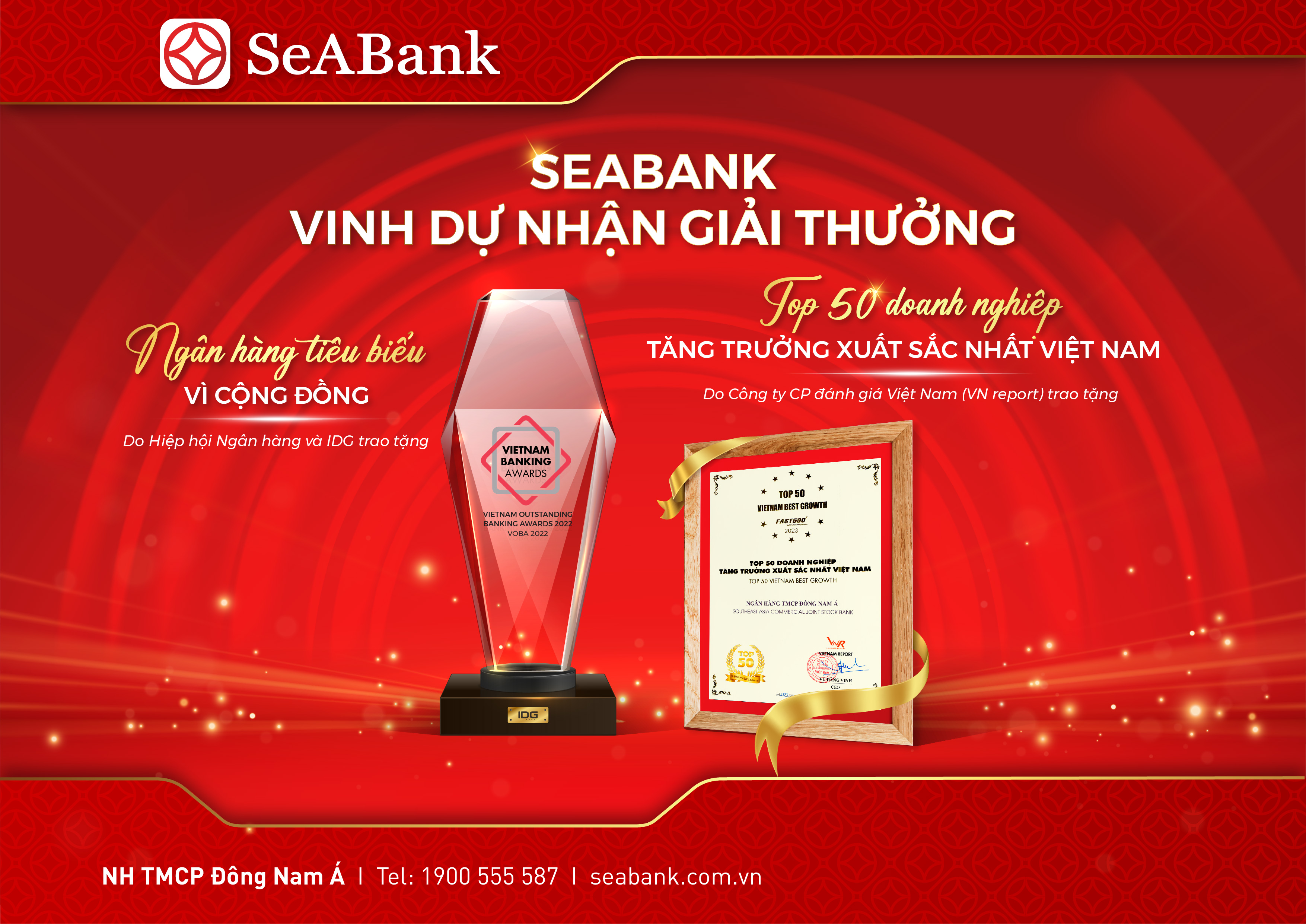 Kinh doanh - SeABank được vinh danh Ngân hàng tiêu biểu vì cộng đồng 2022 và Top 50 Doanh nghiệp tăng trưởng xuất sắc nhất Việt Nam