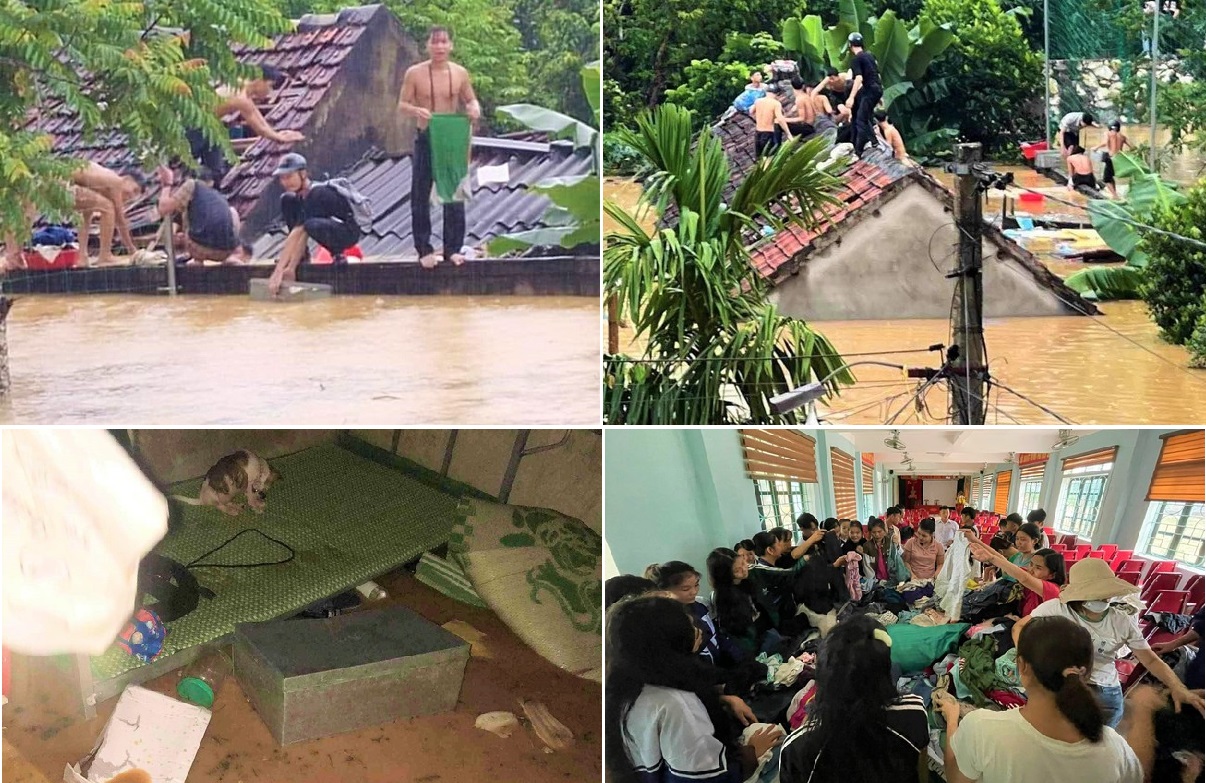Tin trong nước - Nước lũ dâng cao, 40 học sinh ở Nghệ An phá mái ngói, leo lên nóc nhà kêu cứu