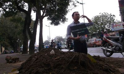 Kiến trúc sư Hà Nội đeo biển, đứng chôn chân phản đối chặt cây