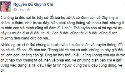 Quỳnh Chi đáp lại chồng cũ: 