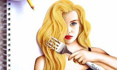 Nữ họa sĩ 19 tuổi vẽ tranh bằng mỳ ống, salad triệu người mê