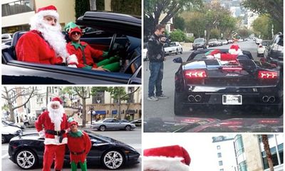 Clip: Ông già Noel đi phát quà bằng siêu xe Lamborghini
