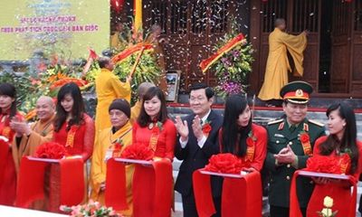 Chủ tịch nước dự lễ khánh thành chùa Phật tích Trúc lâm Bản Giốc