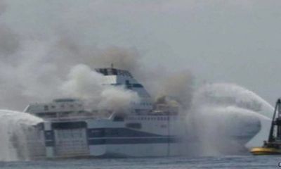 Video: Phà chở gần 500 người bốc cháy trên biển Hy Lạp