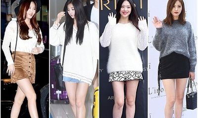 Áo len và váy ngắn - thời trang thu hoàn hảo của idol nữ xứ Hàn