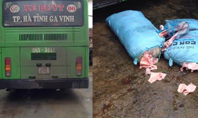 Bắt giữ xe buýt chở hơn 200kg xương lợn bốc mùi hôi thối