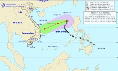 Tin bão số 9 mới nhất sáng 28/11: Cách quần đảo Hoàng Sa 610 km