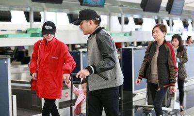 Lưu Khải Uy và con gái ra sân bay tiễn Dương Mịch cực tình cảm