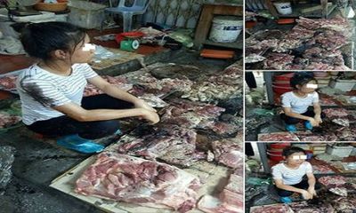 Bán thịt lợn giá rẻ, người phụ nữ bị hắt dầu luyn trộn chất thải