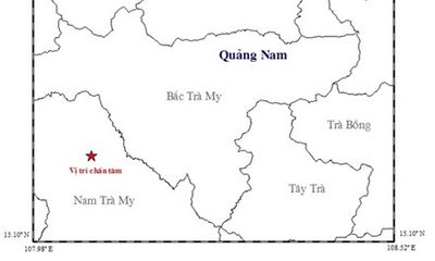 Thêm một trận động đất xuất hiện tại Quảng Nam