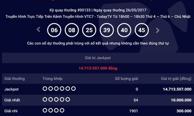 Kết quả xổ số điện toán Vietlott ngày 26/5: Giải Jackpot 14 tỷ đồng không có chủ
