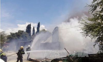 Ninh Thuận: Nhà máy chế biến mía bị bốc cháy dữ dội