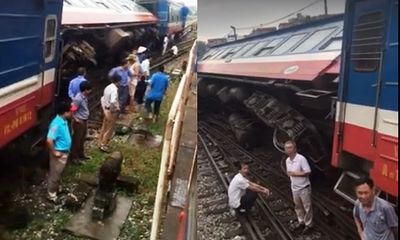 Tàu hỏa chở hơn 100 người từ Lào Cai trật bánh trong ga Yên Viên