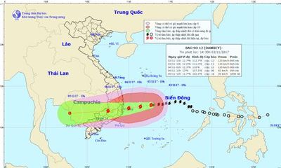Dự báo thời tiết ngày 4/11: Bão số 12 giật cấp 15, di chuyển nhanh hướng vào Phú Yên