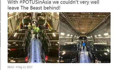 Mật vụ Mỹ tiết lộ hình ảnh siêu xe “quái thú” hộ tống ông Trump công du châu Á